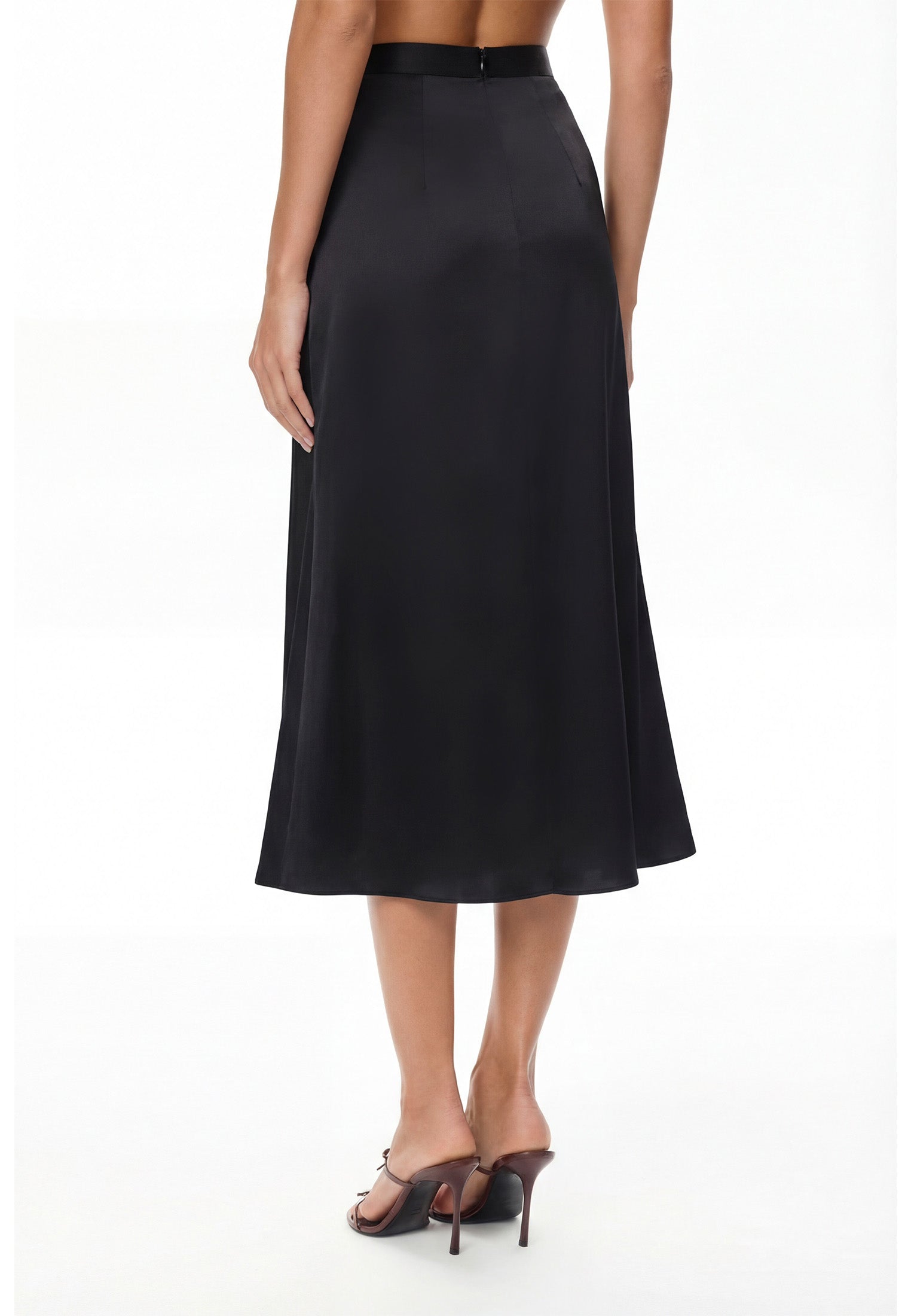 Satin skirt godet black