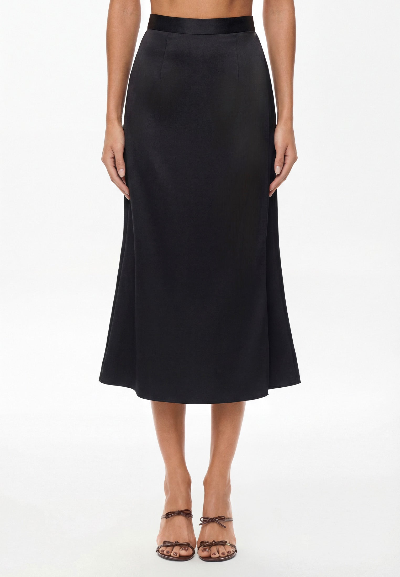 Satin skirt godet black
