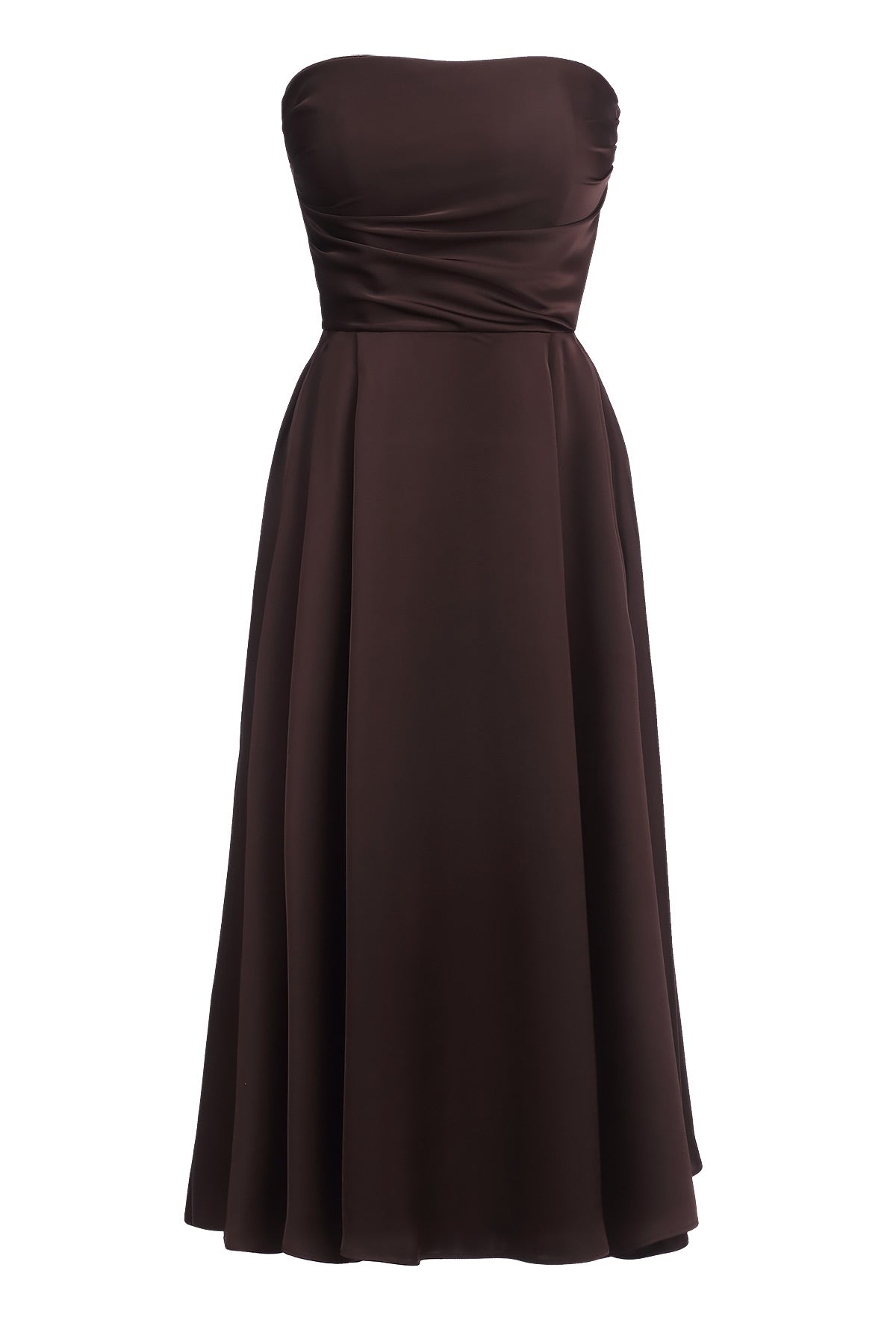 Midi bustier dress with draped bodice