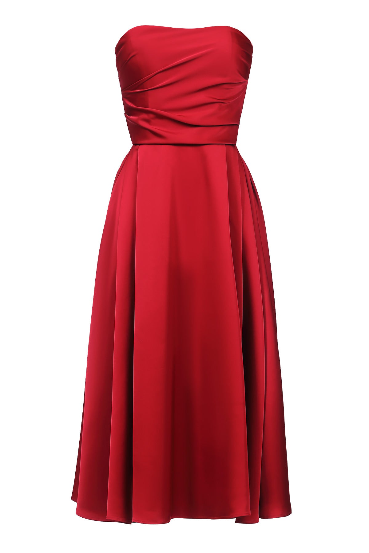 Midi bustier dress with draped bodice