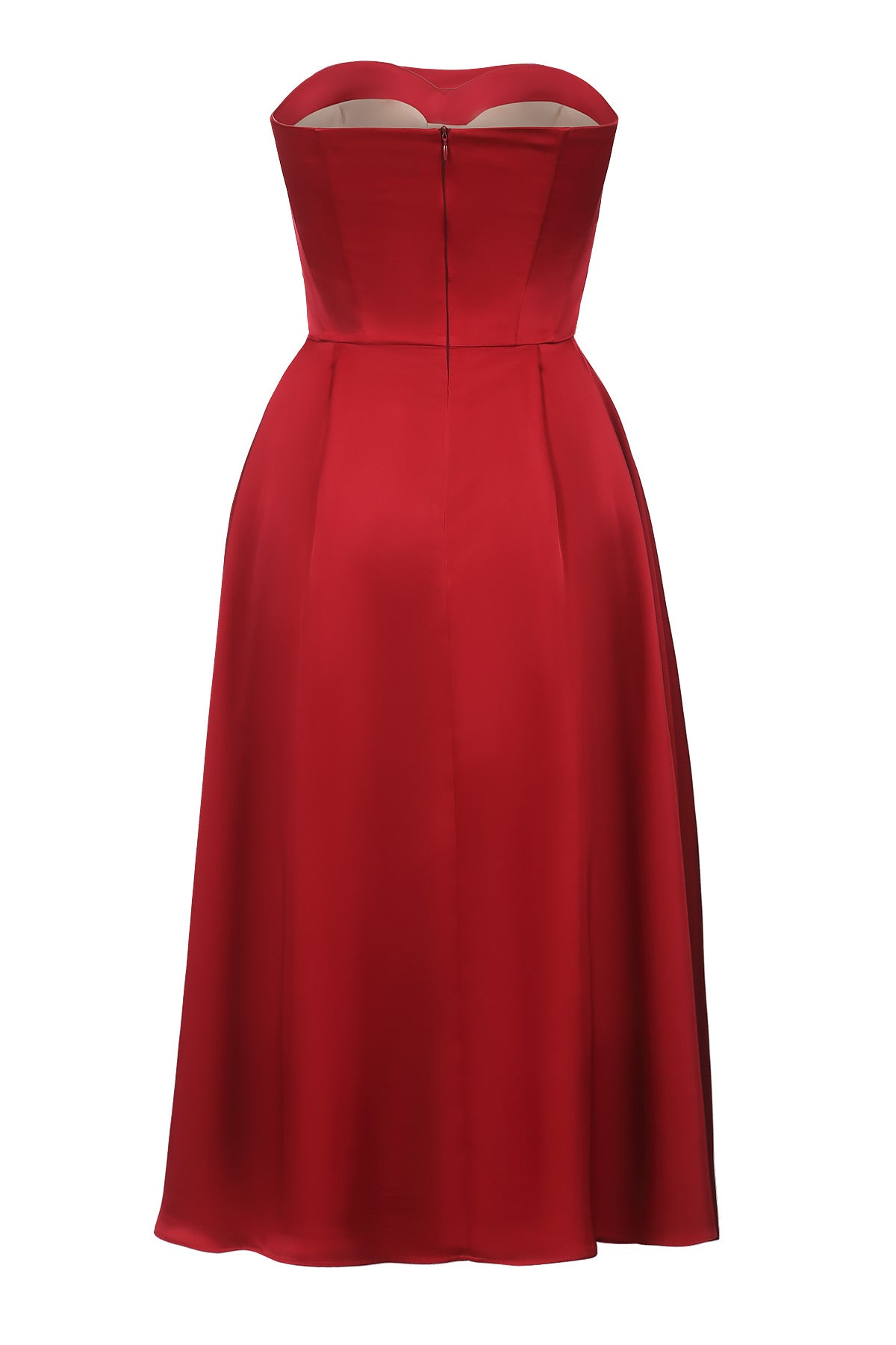 Midi bustier dress with draped bodice
