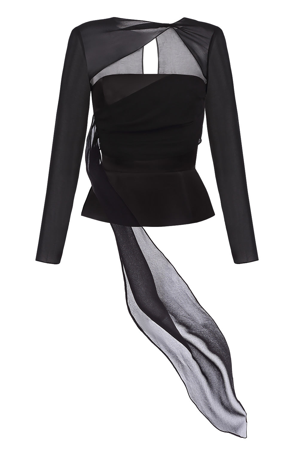 Corset top with sleeves and train