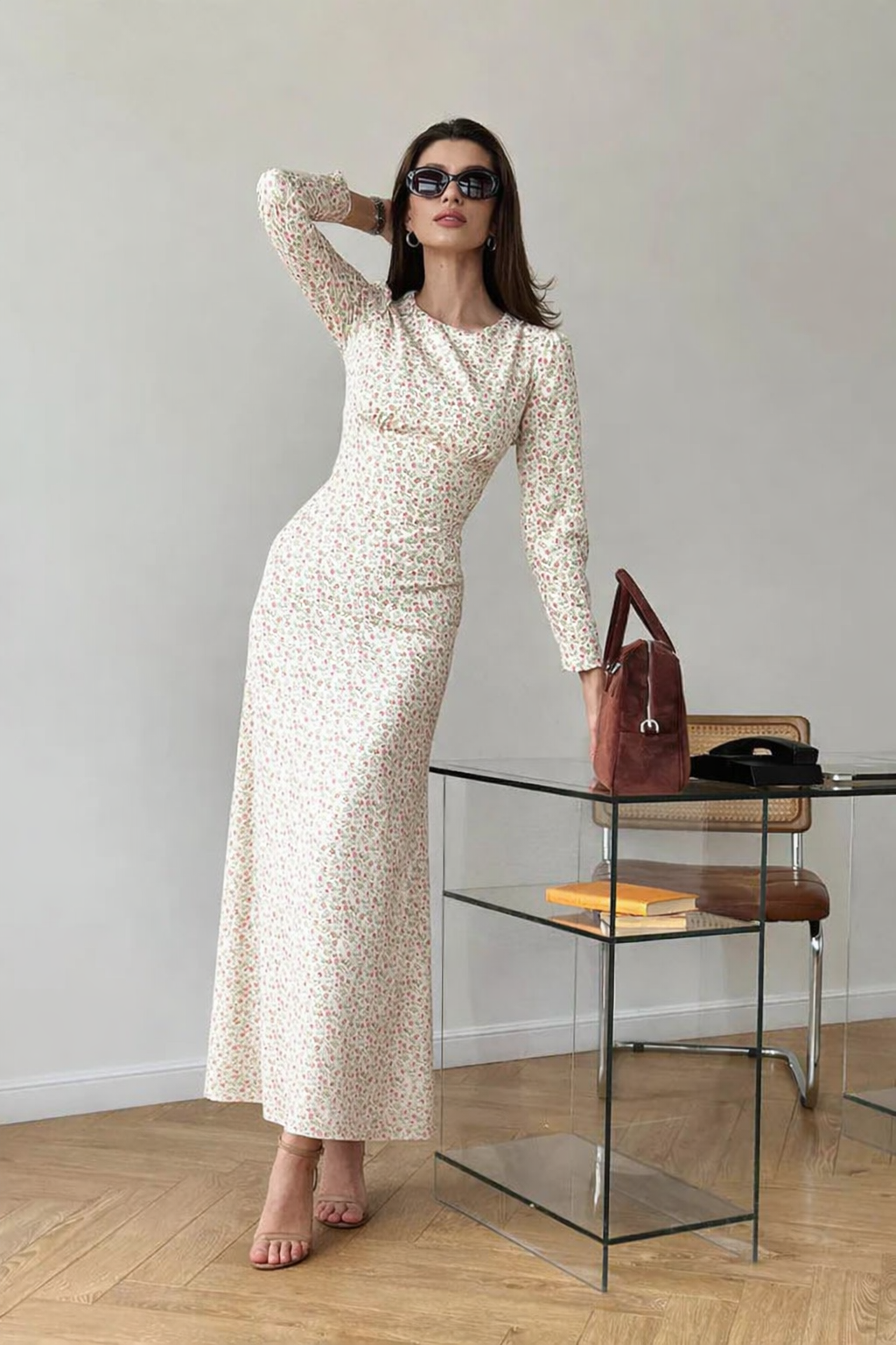 Midi silhouette print dress