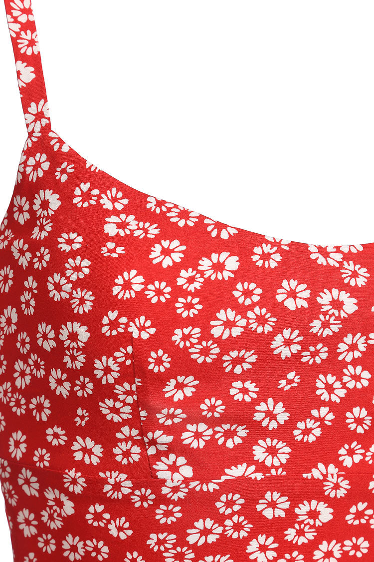 Red floral dress with straps