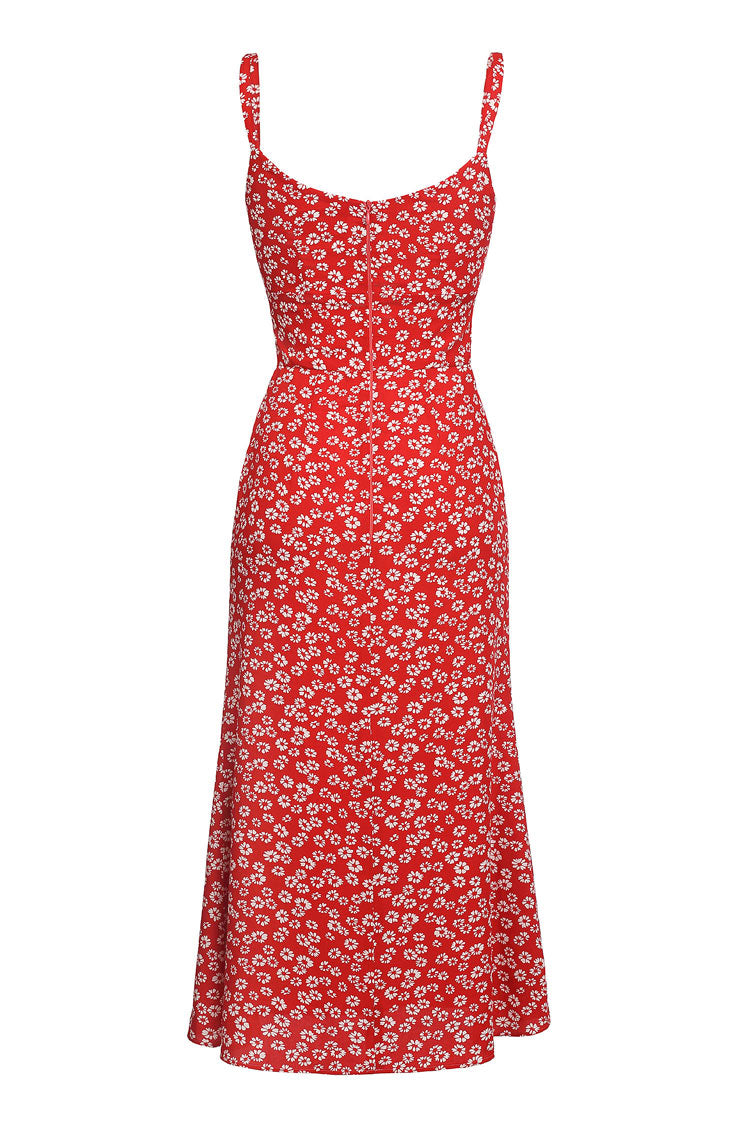 Red floral dress with straps