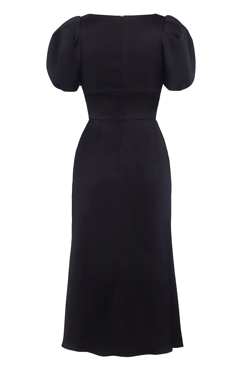 Midi dress with flower skirt and sweetheart neckline