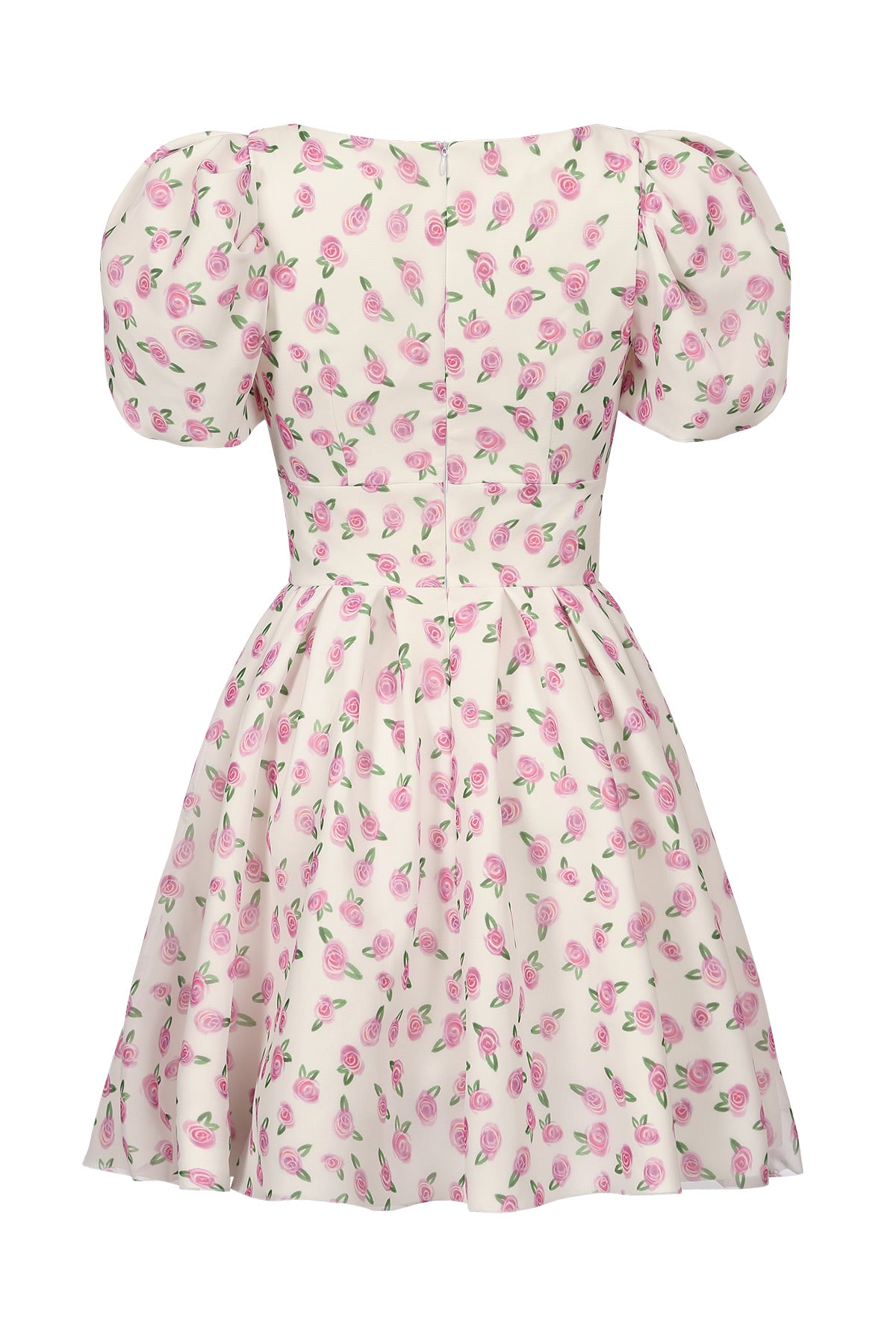 Mini dress with a curly skirt and neckline