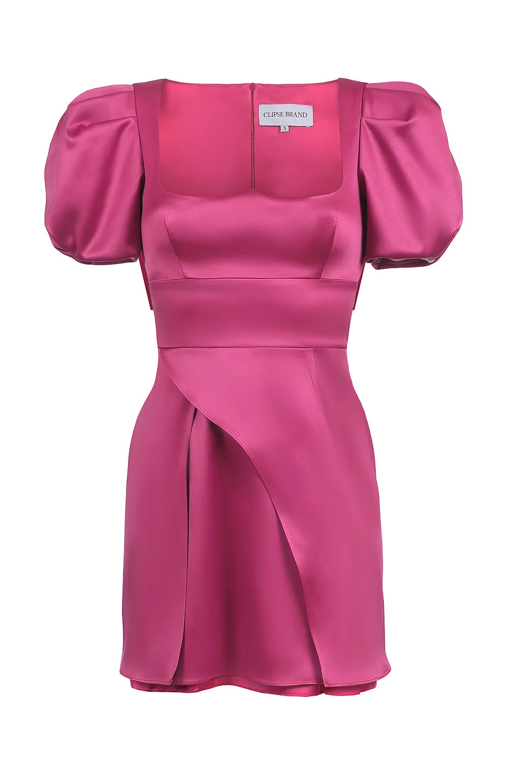 Mini dress with sweetheart neckline and flower skirt, dark pink