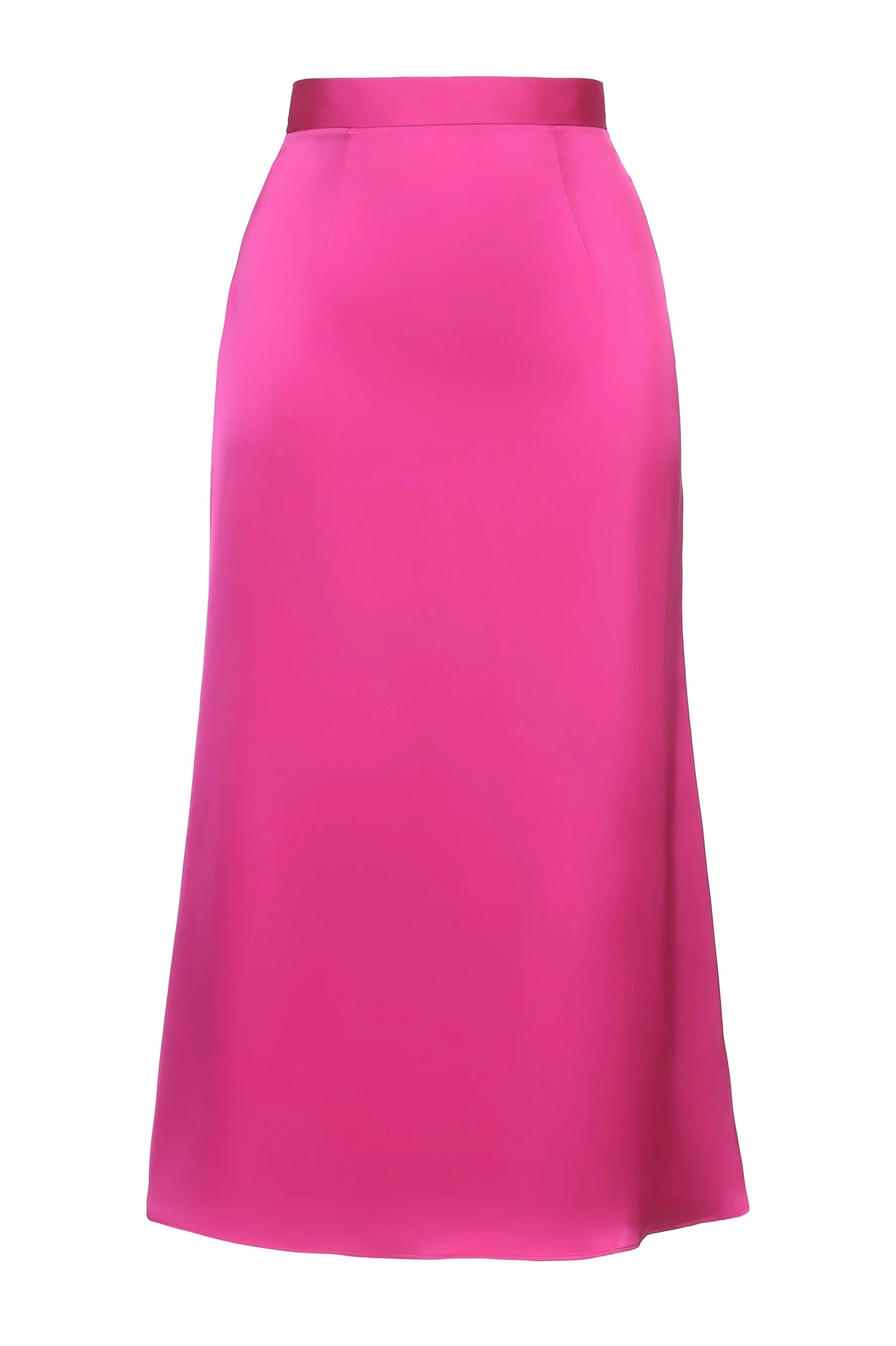 Satin pink godet skirt