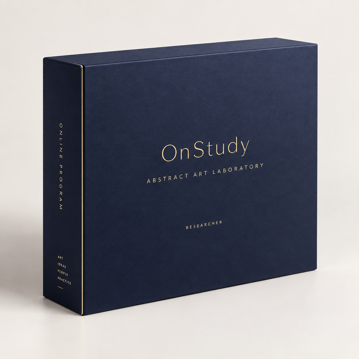 OnStudy Abstract Art Laboratory — Researcher plan, navy presentation box with gold foil lettering