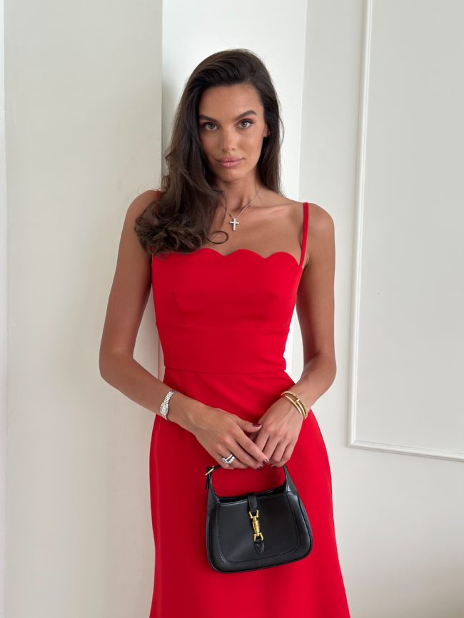 Midi dress with a signature bodice