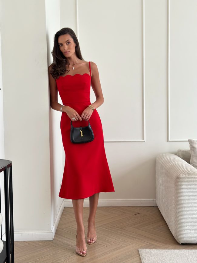 Midi dress with a signature bodice
