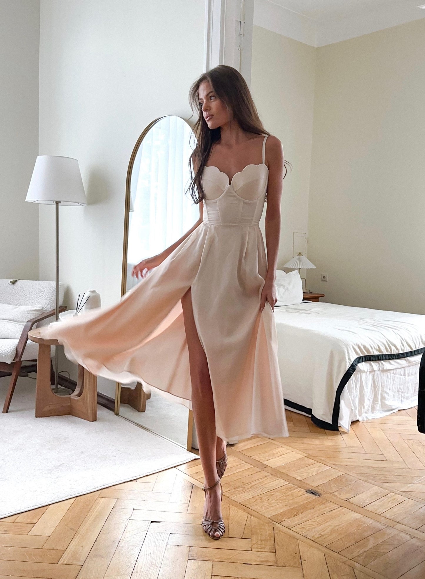 Limited edition midi dress with a slit skirt