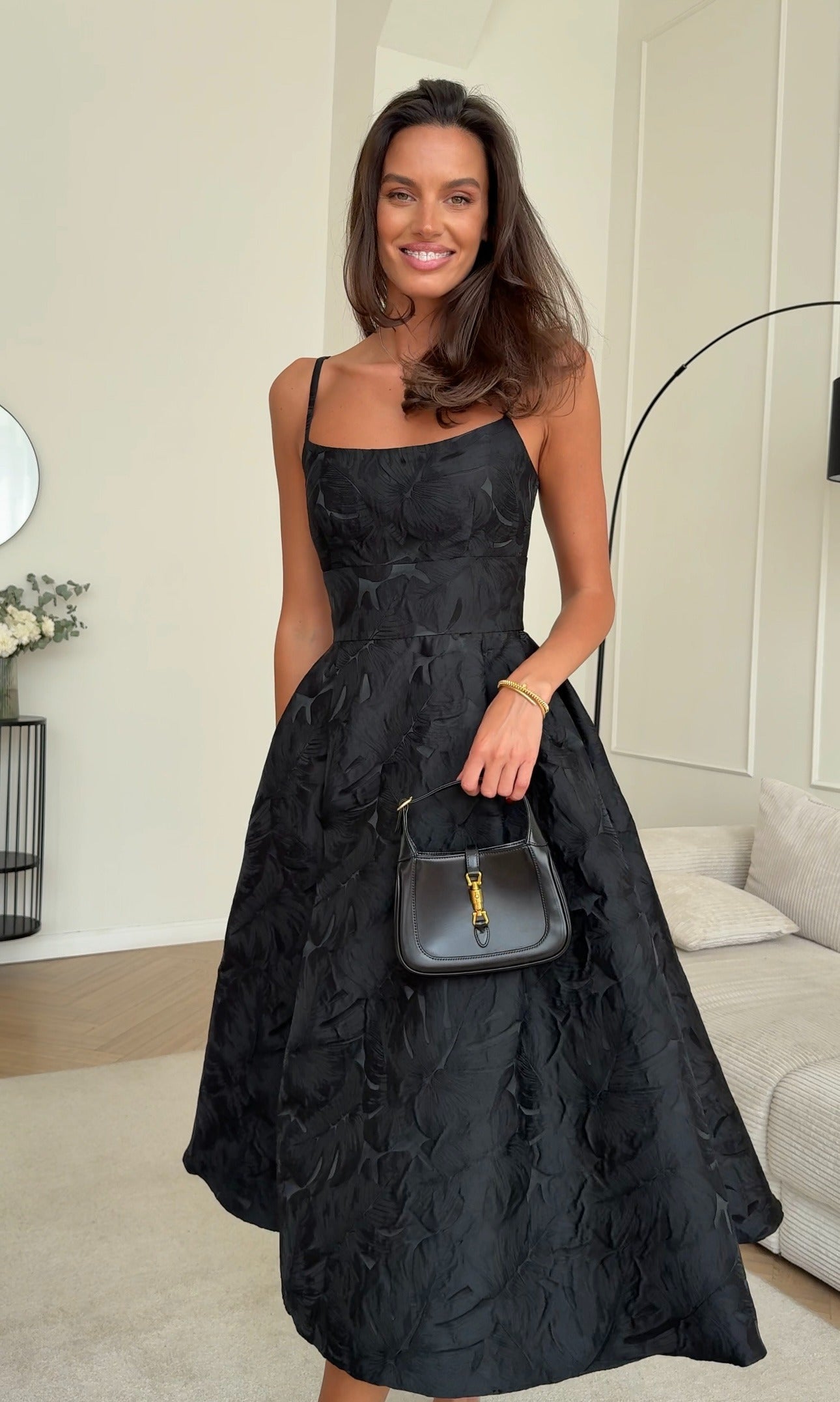 Strappy midi dress with a slit