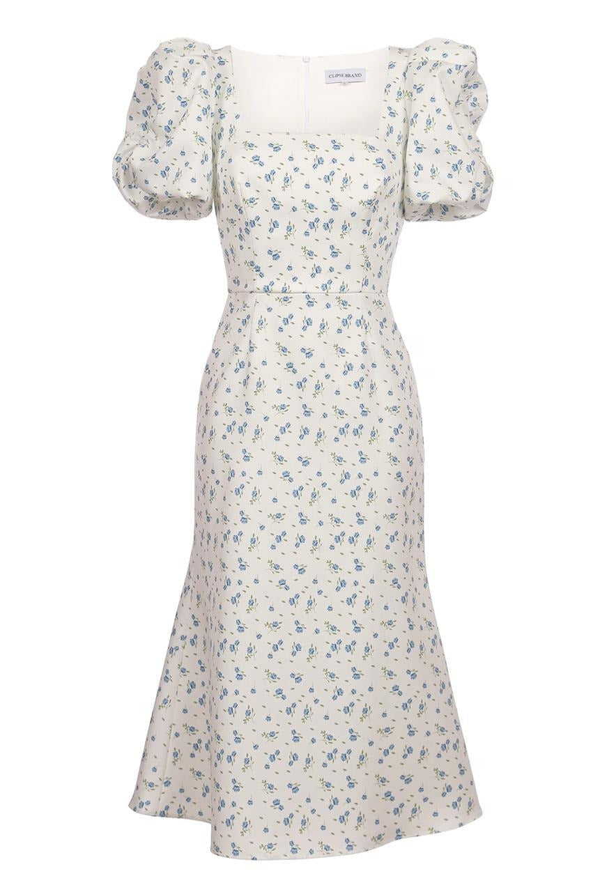 Midi dress with a square neckline