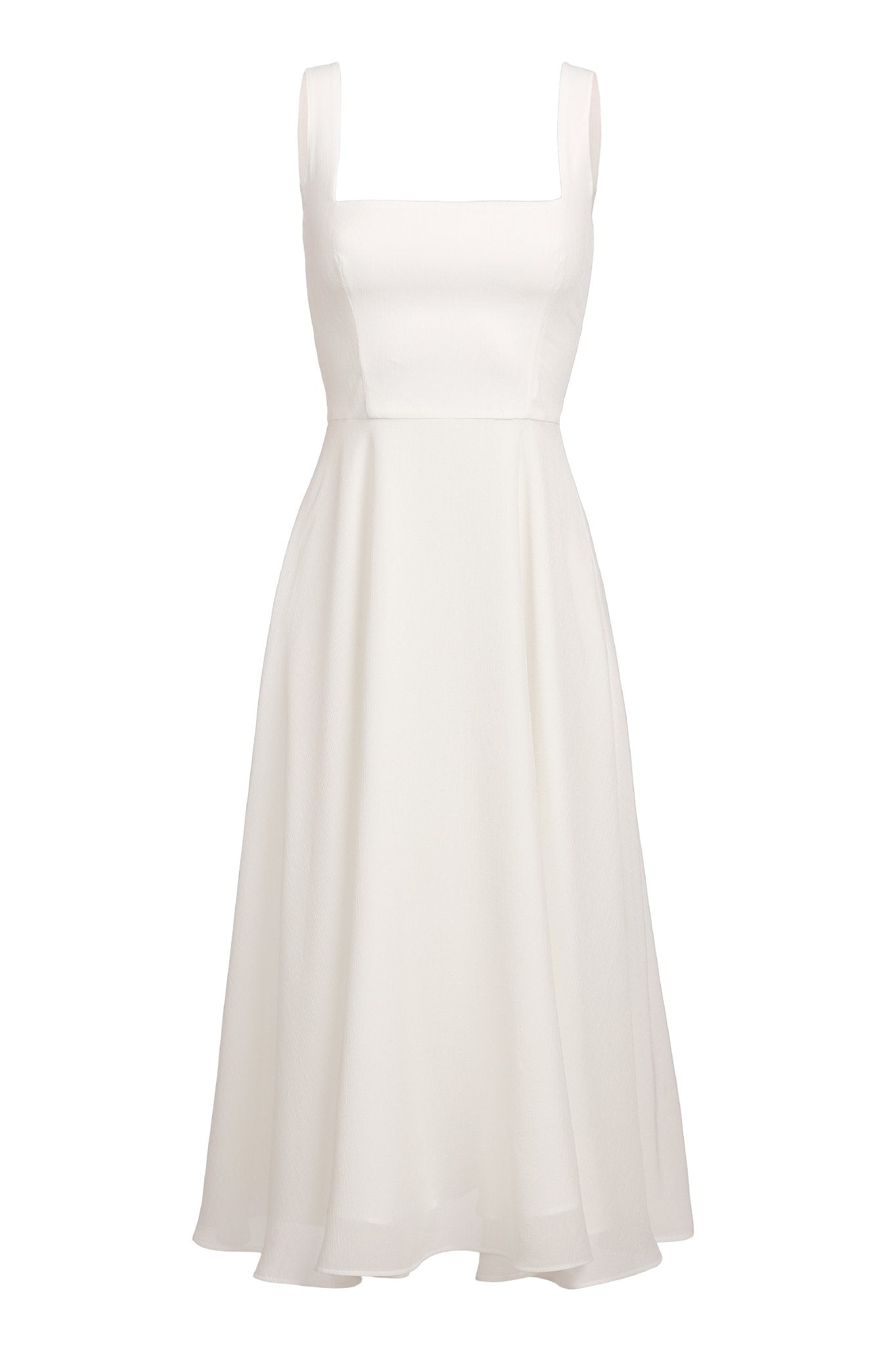 Midi dress with bob neckline (white) - Clipse Brand