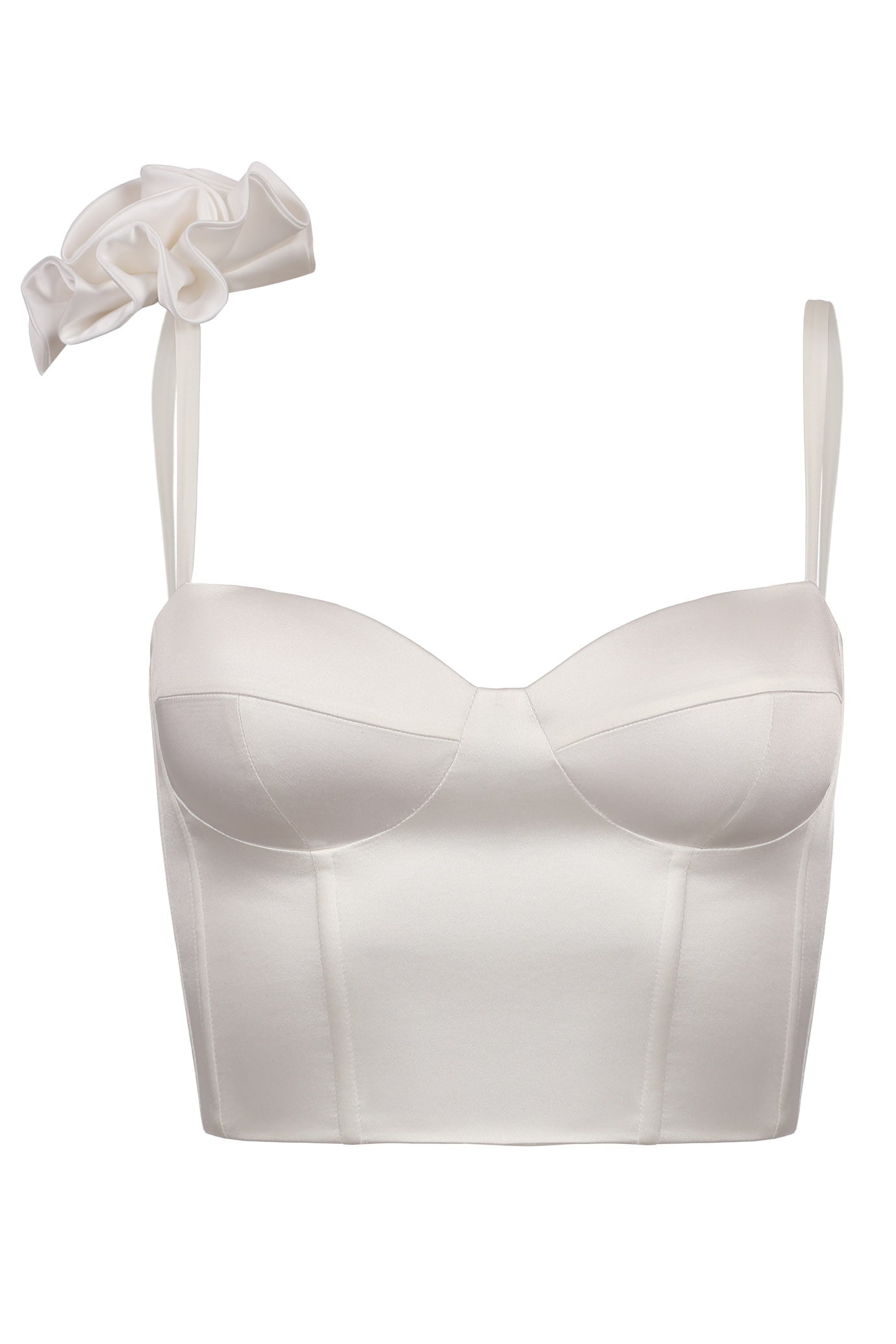 Crop top limited with flower white