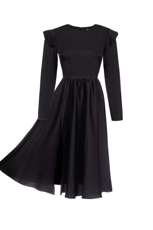 Long sleeve satin midi dress