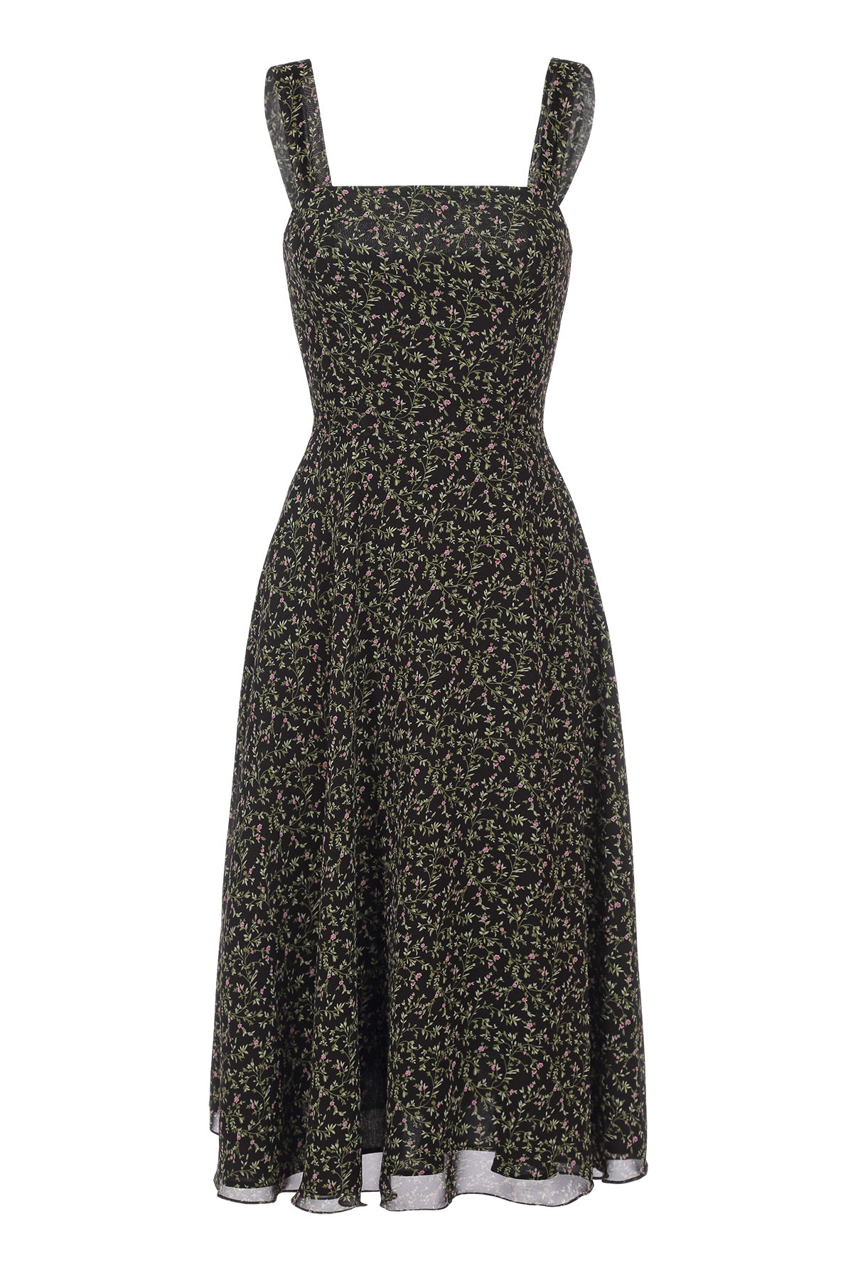 Midi dress with wide straps