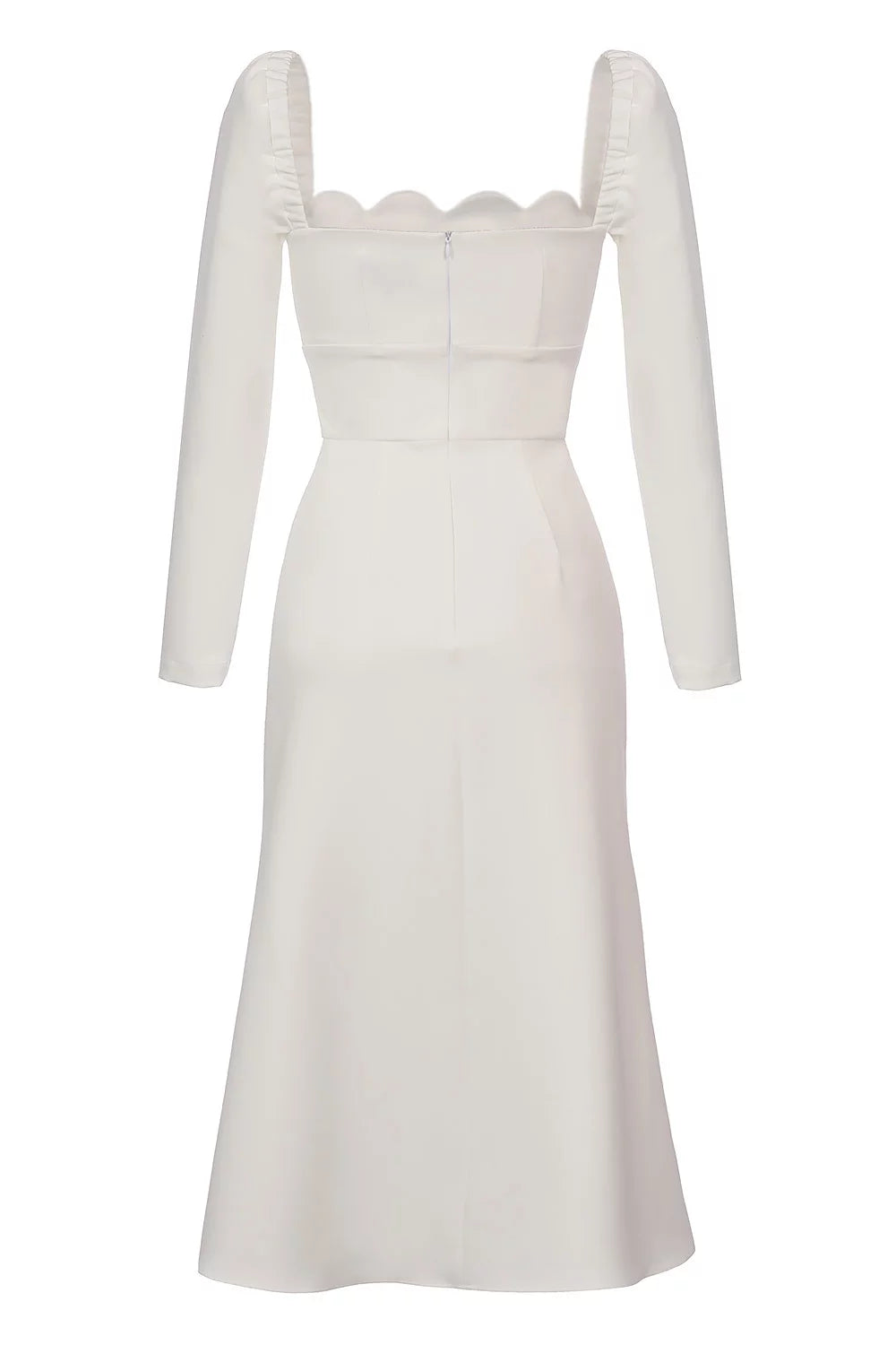 The midi dress with a branded bodice is snow-white