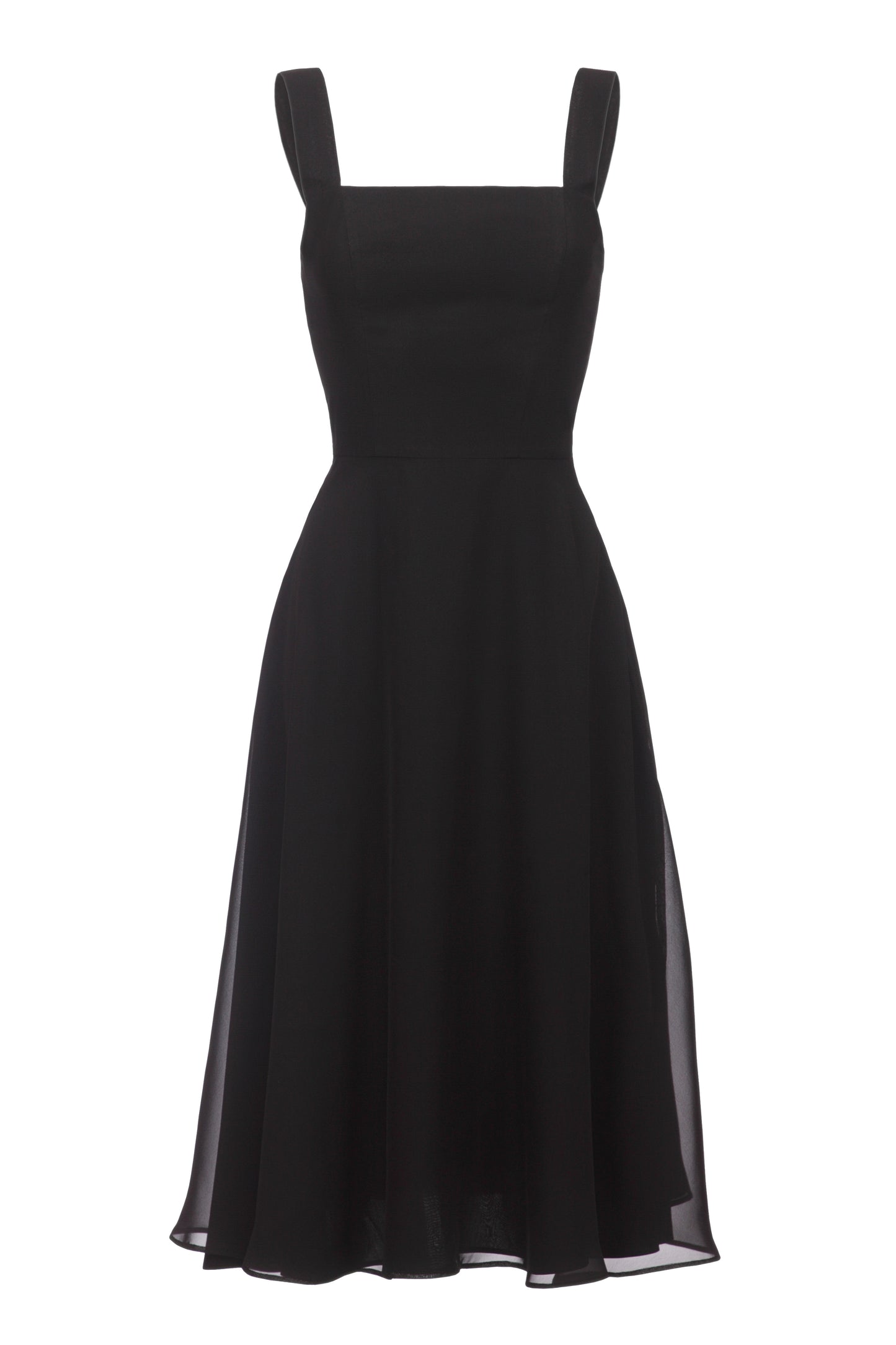 Full skirt midi dress/ Black
