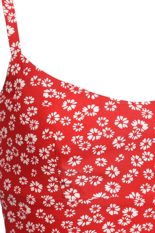 Red floral strappy dress