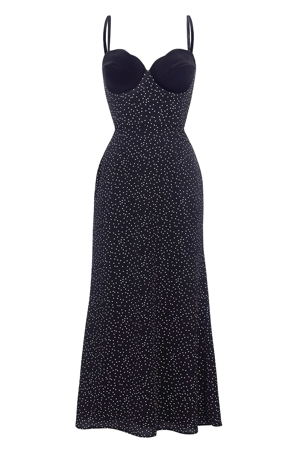 Limited silk maxi dress with velvet inserts
