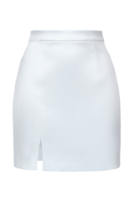 Mini skirt with slit white