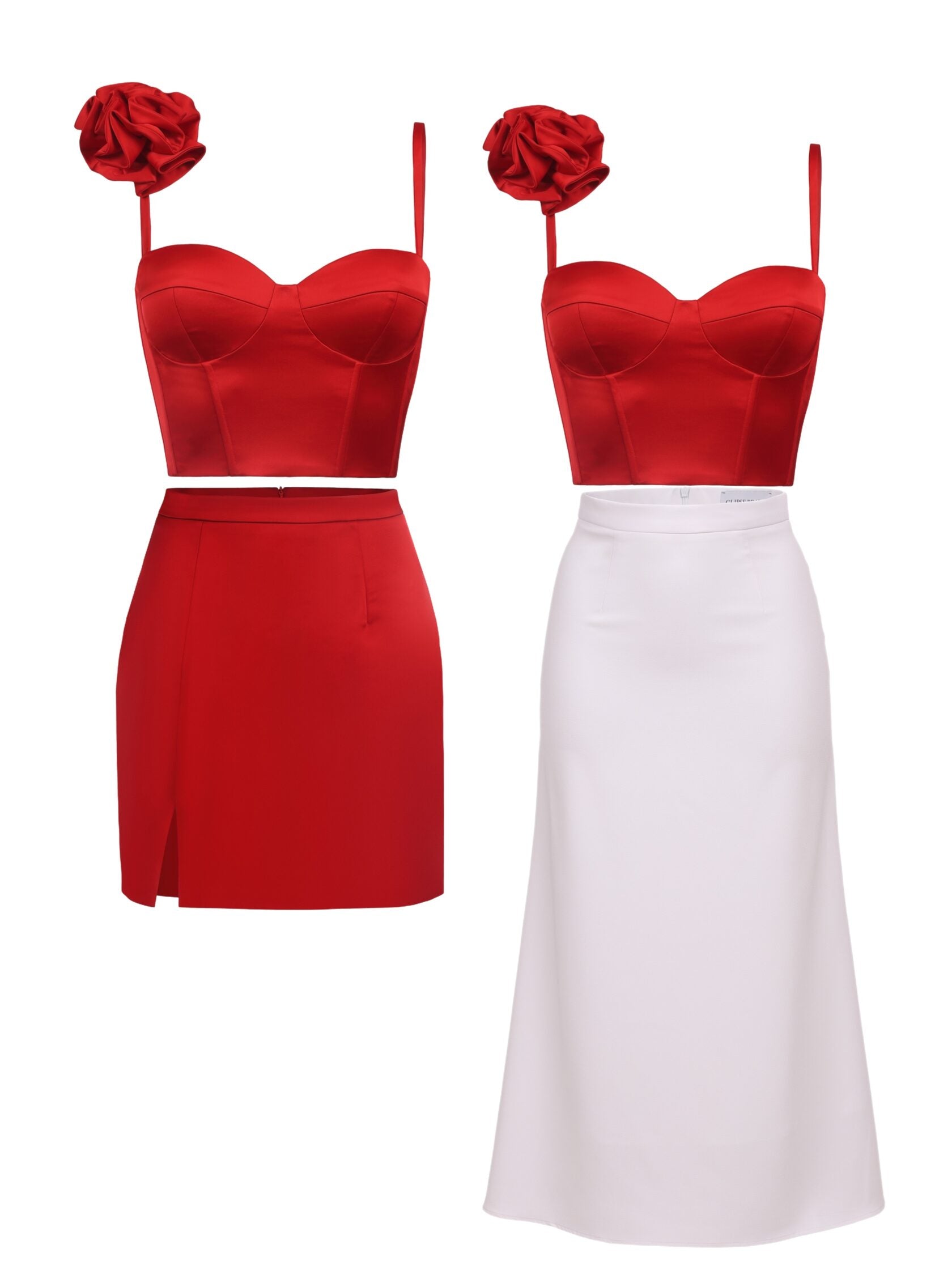 Mini skirt with slit red