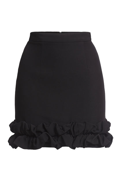 Mini skirt with flounces black
