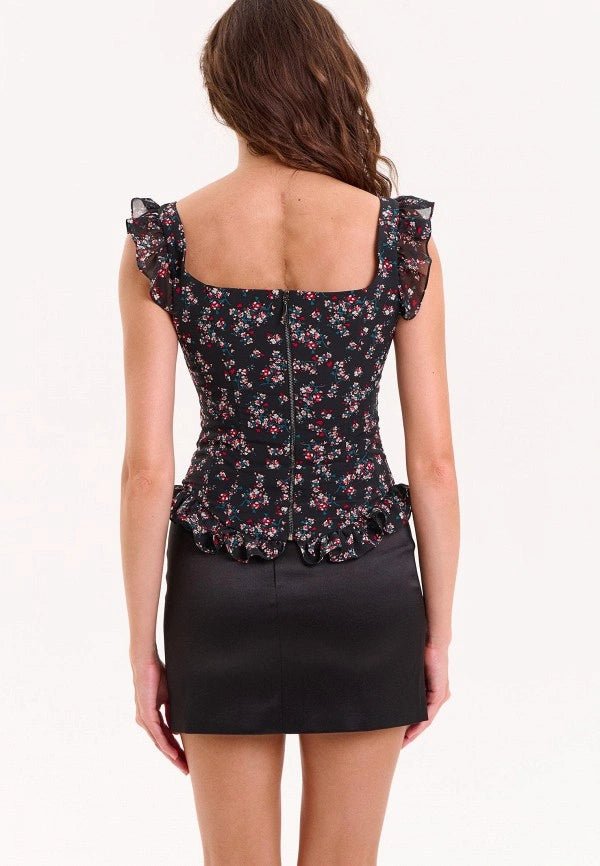 Black ruffled chiffon top - Clipse Brand