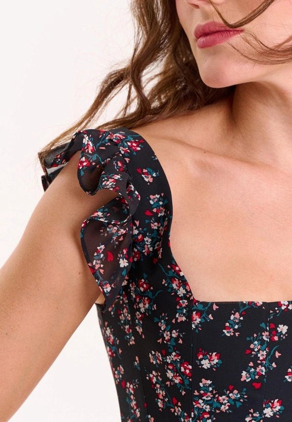 Black ruffled chiffon top - Clipse Brand
