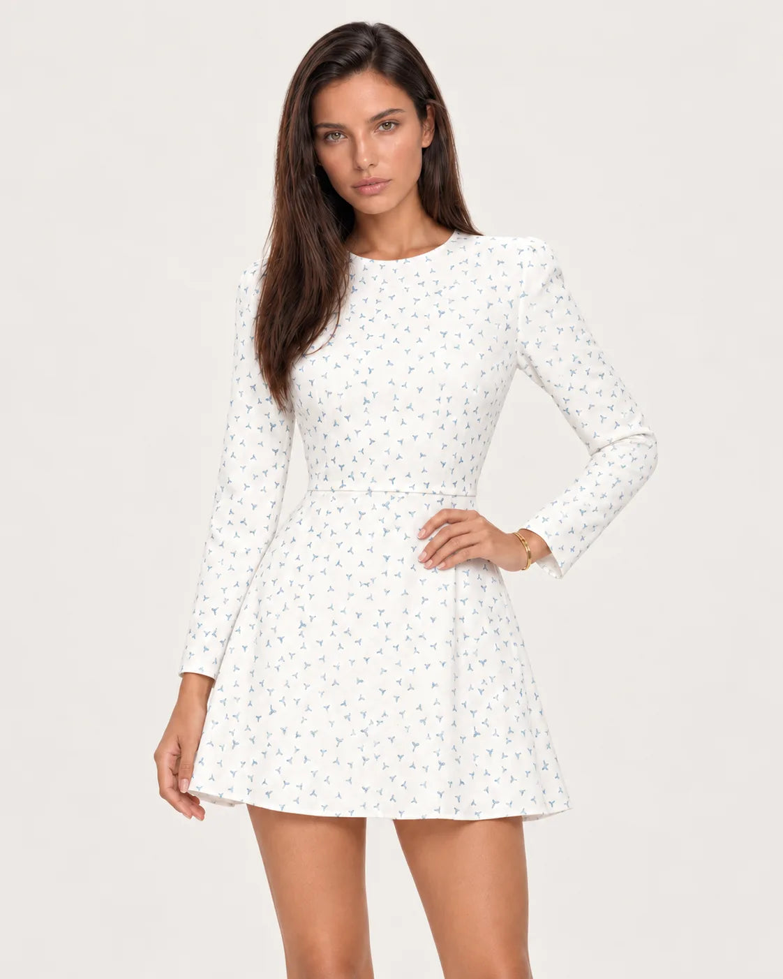 Long sleeve silhouette mini dress — Blue Print — upper body view