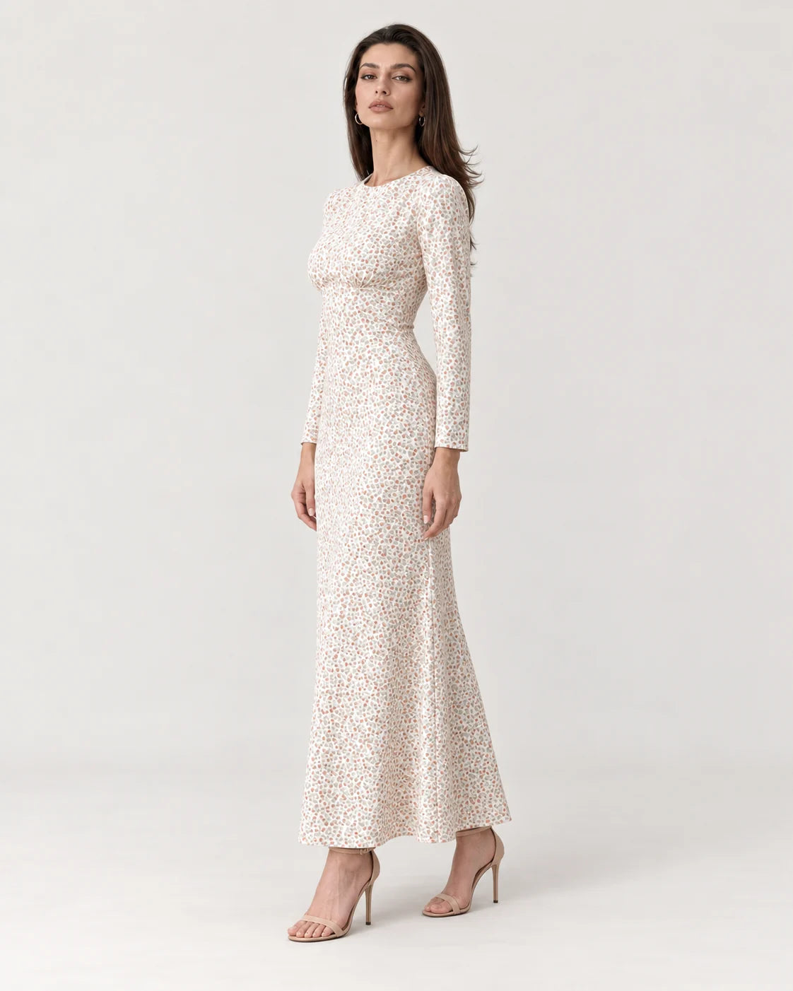 Midi silhouette print dress — side view