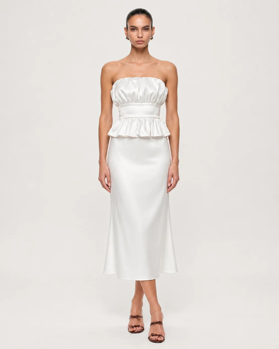 White satin skirt — front view