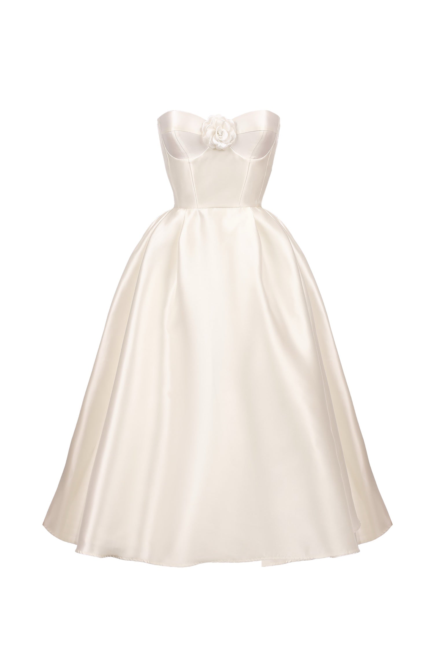 Corset midi dress with decoration on the bodice