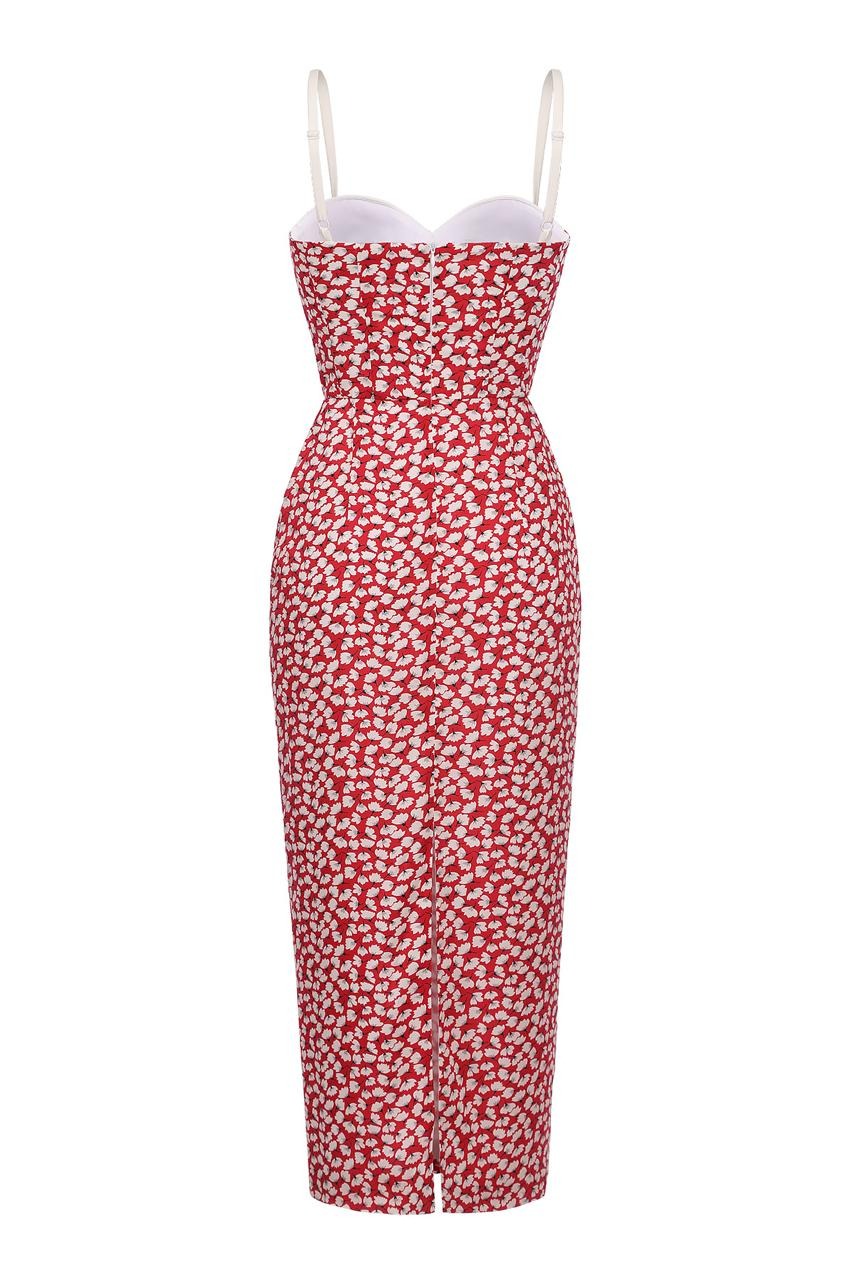 Bustier-style midi dress with a pencil skirt