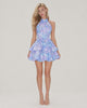 Mini dress with an open back and a double-layered skirt — video