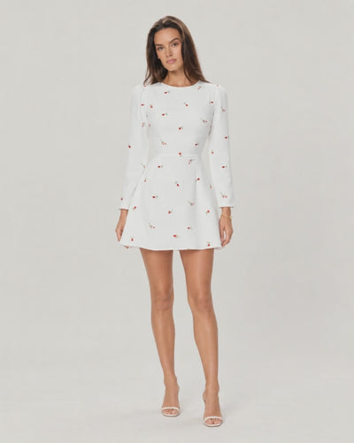 Long sleeve silhouette mini dress — Red Print — video