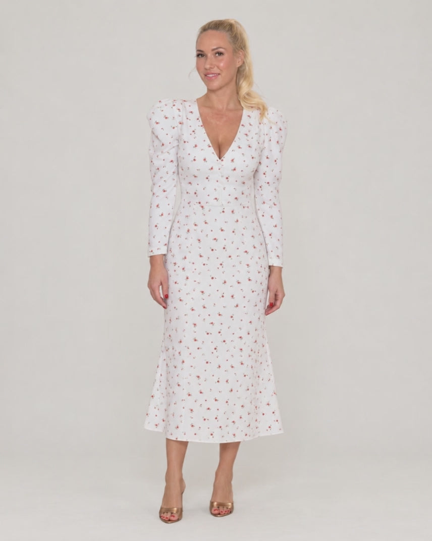 V-neck midi dress with godet skirt — Light — video