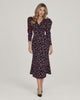 V-neck midi dress with godet skirt — Dark Floral — video