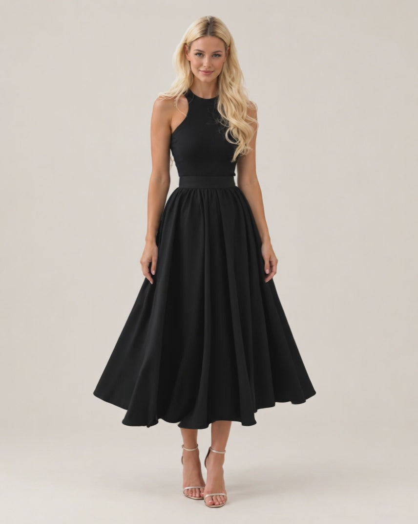 Puffy midi skirt in black — video