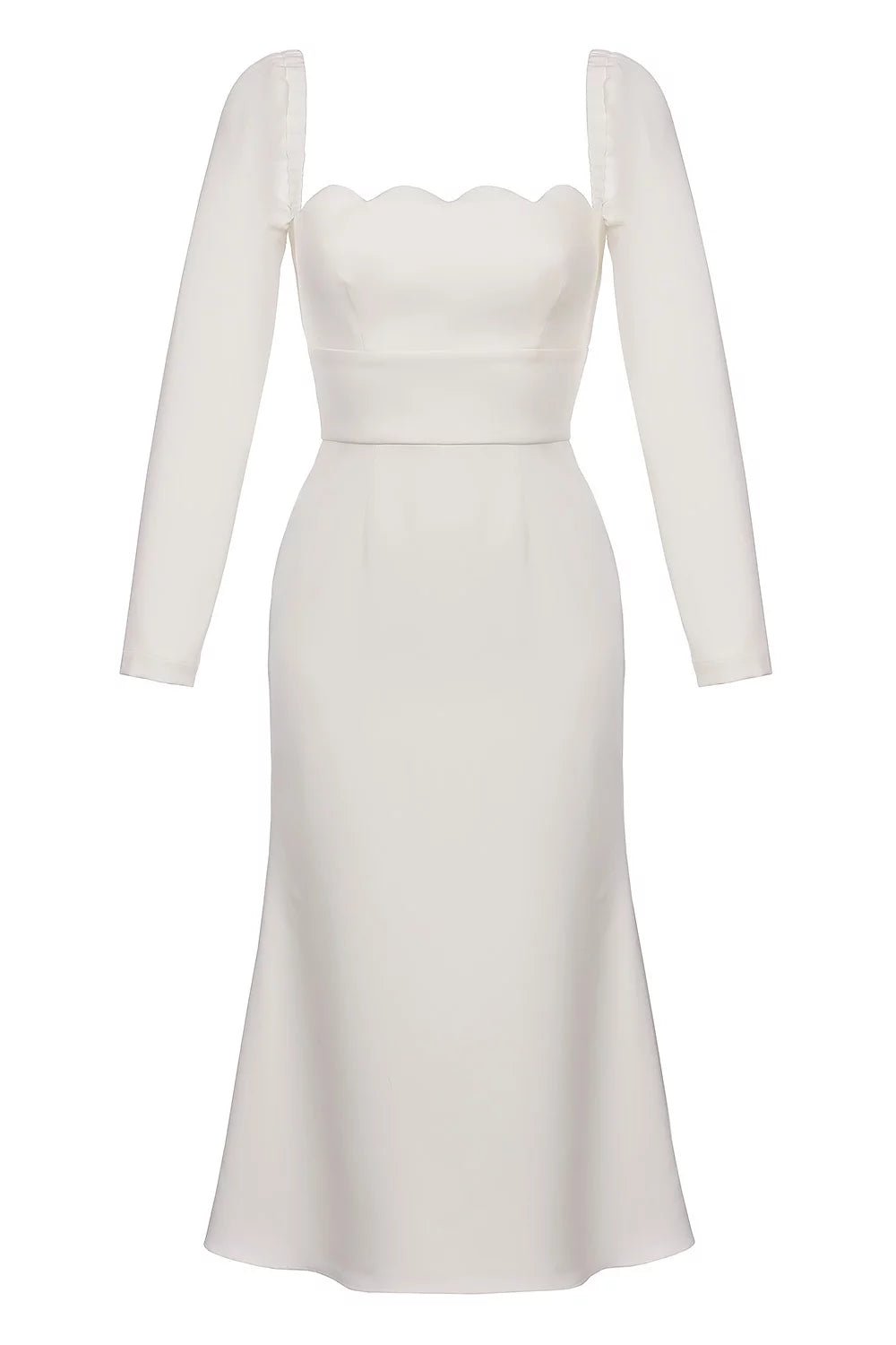 The midi dress with a branded bodice is snow - white - Clipse Brand